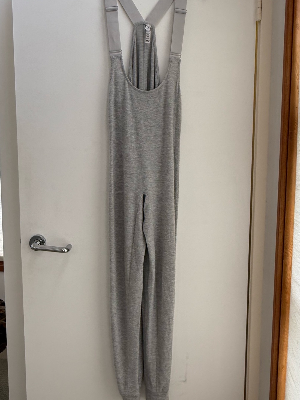 ALO Yoga Gray Knit Suspender Jumpsuit